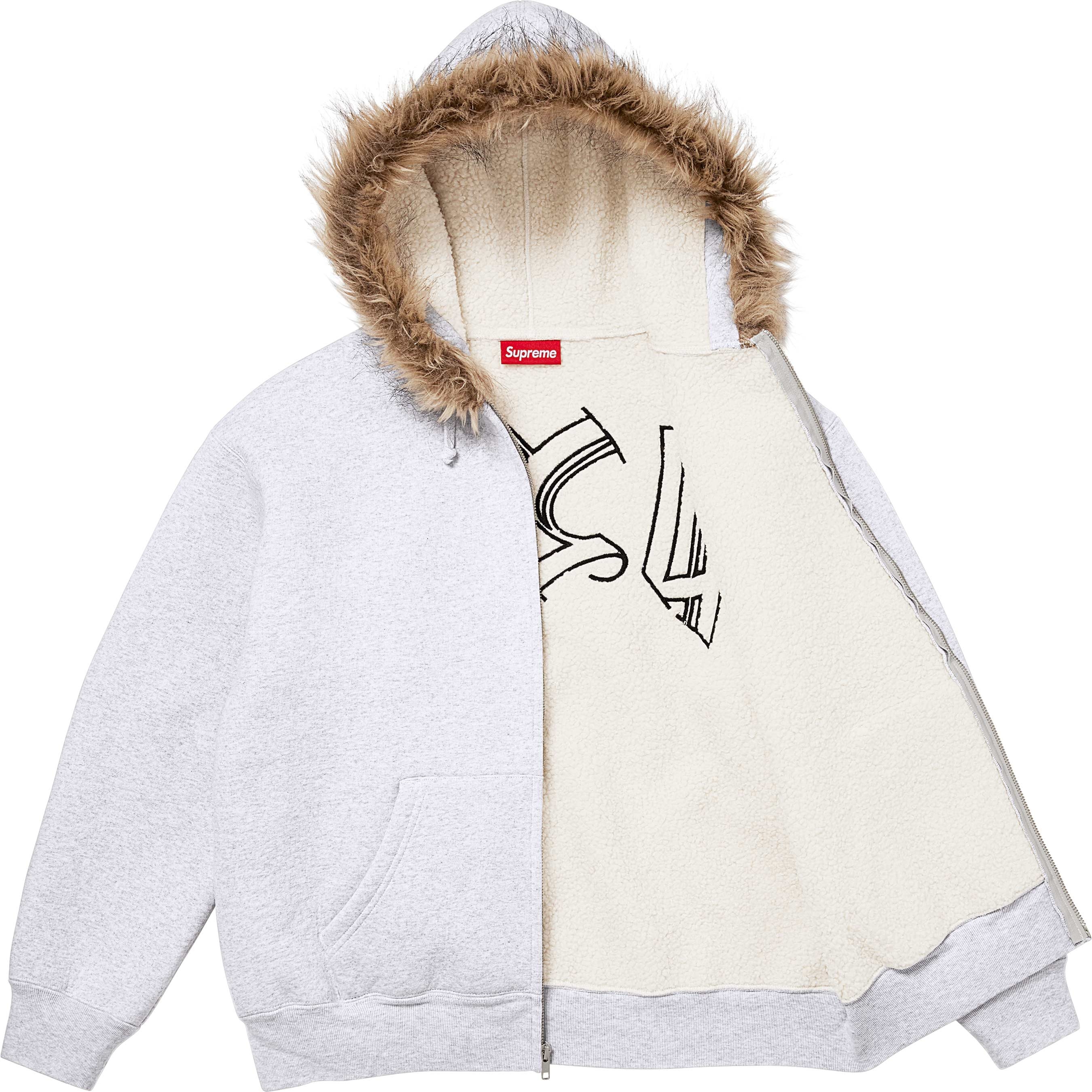 Faux Fur Zip Up Hooded Sweatshirt view 2